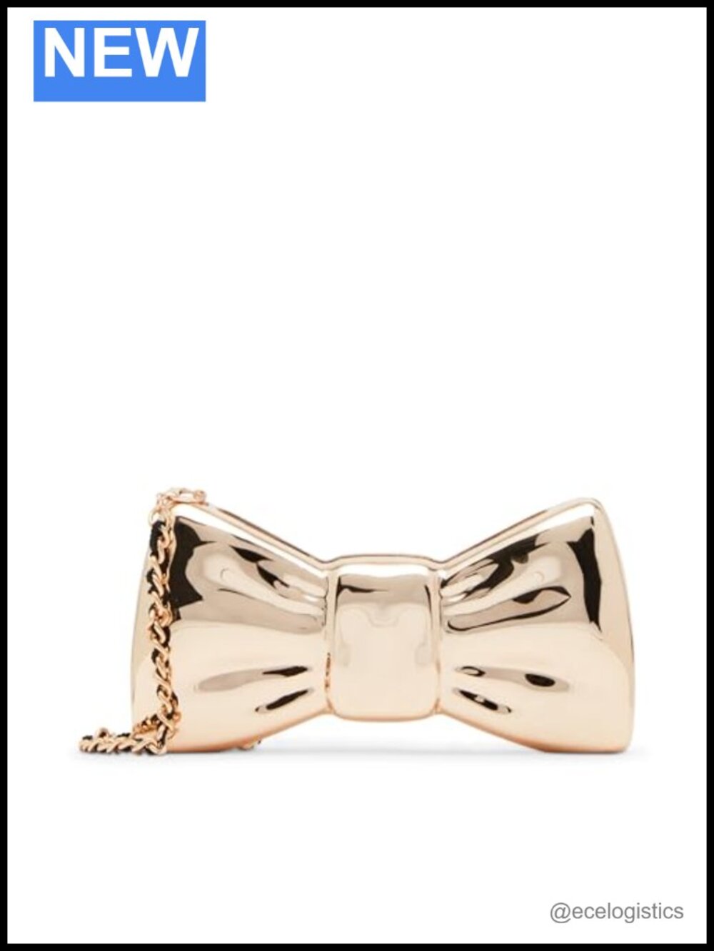 Metal Bow Clutch with Removable Chain Strap Magnetic Closure